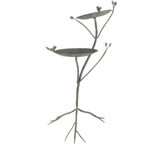 Clayre & Eef 6Y5656 Ptačí napajedlo kov Antik Zelená-Hnědá 38x43x78cm