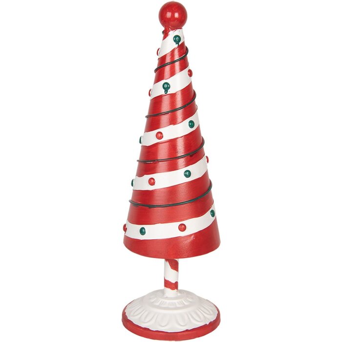 Clayre & Eef 6Y5734 Dekorace vánoční stromek červená bílá Ø 12x36 cm železo