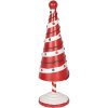 Clayre & Eef 6Y5734 Dekorace vánoční stromek červená bílá Ø 12x36 cm železo