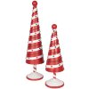 Clayre & Eef 6Y5734 Dekorace vánoční stromek červená bílá Ø 12x36 cm železo