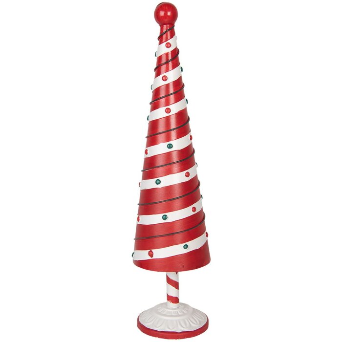 Clayre & Eef 6Y5735 Vánoční stromek železo červená bílá Ø13x49cm rustikální styl