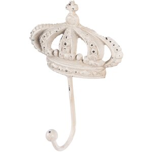 Clayre & Eef 6Y5773 Nástěnný háček Iron White Antique 14x7x19 cm Nástěnný háček Shabby