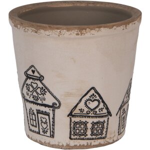 Clayre & Eef 6CE2123L Dekorace Květináč béžový černý Ø 17x16 cm