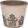 Clayre & Eef 6CE2123S Květináč keramický venkovský styl béžová černá Ø 12x11 cm