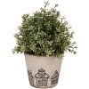 Clayre & Eef 6CE2123S Květináč keramický venkovský styl béžová černá Ø 12x11 cm