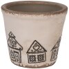Clayre & Eef 6CE2123S Květináč keramický venkovský styl béžová černá Ø 12x11 cm