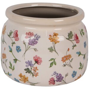 Clayre & Eef 6CECFL0001L Květináč keramický béžový květinový Ø 20x15 cm venkovský styl