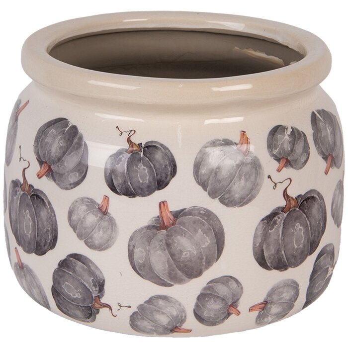 Clayre & Eef 6CECSP0001L Květináč keramický béžově šedý Ø 20x15 cm venkovský styl