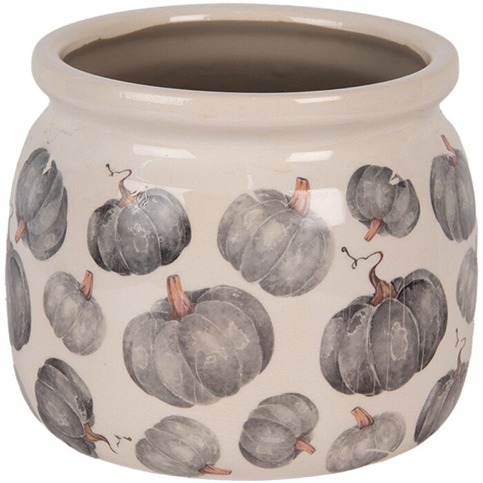 Clayre & Eef 6CECSP0001M Květináč keramický béžově šedý Ø 16x13 cm venkovský styl