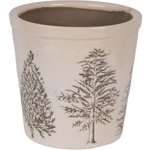 Clayre & Eef 6CETKG0001M Dekorace Květináč béžovo zelený Ø 18x16 cm