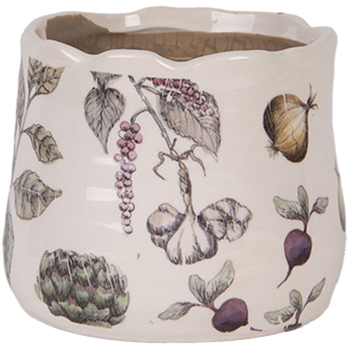 Clayre & Eef 6CETKG0001XS Květináč keramický béžový Ø 11x10 cm venkovský styl