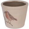 Clayre & Eef 6CEVGP0001S Květináč ve venkovském stylu s motivem ptáka Béžová Ø12x11 cm