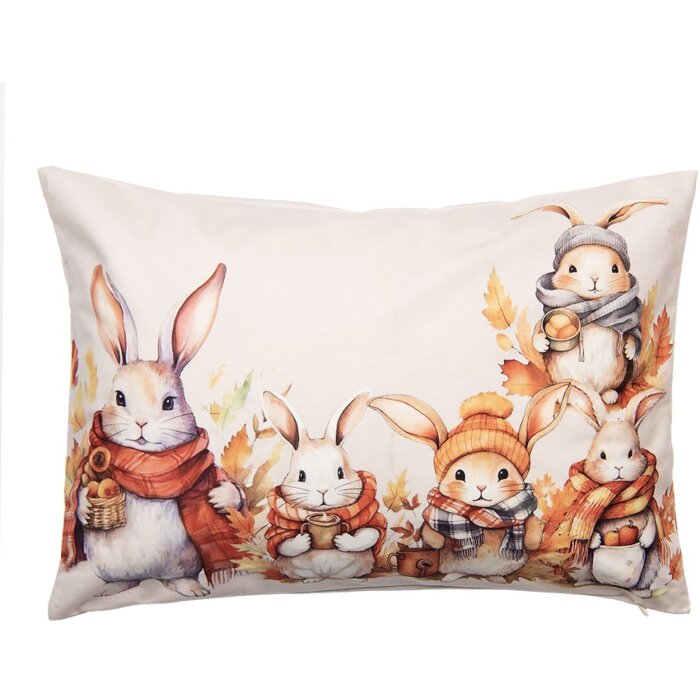 Clayre & Eef KT036.054 Povlak na polštář 35x50 cm béžový oranžový Country Style Bunny