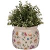 Clayre & Eef Květináč keramický Ø 16x13 cm béžový květinový design
