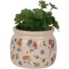 Clayre & Eef Dekorativní květináč venkovský styl Ø 12x10 cm béžový s květinami