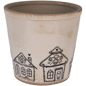 Clayre & Eef 6CE2123XL Dekorace květináč Ø 21x20 cm béžová