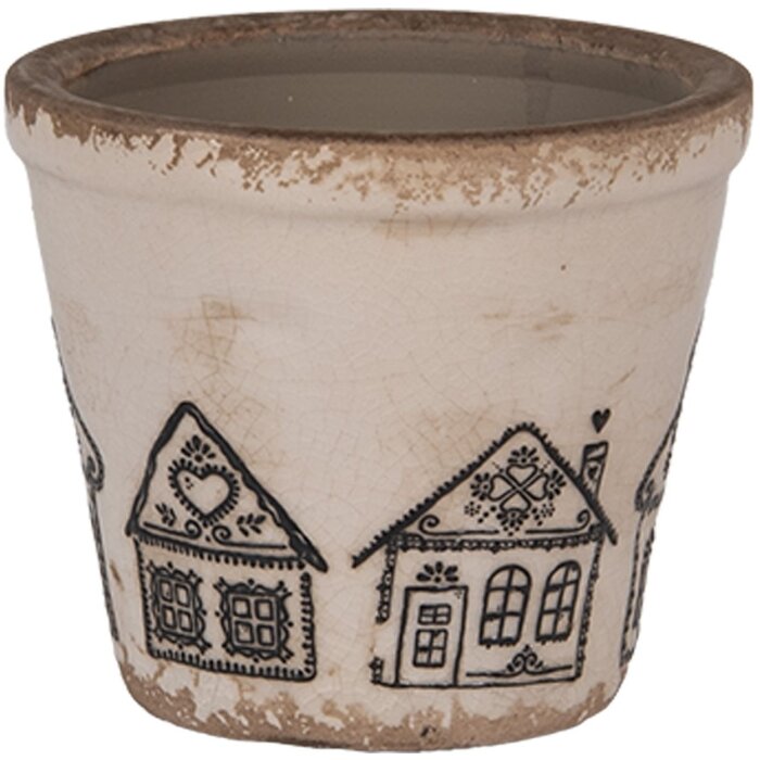 Clayre & Eef 6CE2123XS Dekorační květináč Ø 8x7 cm béžová černá