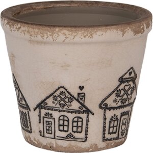Clayre & Eef 6CE2123XS Dekorační květináč Ø 8x7 cm béžová černá