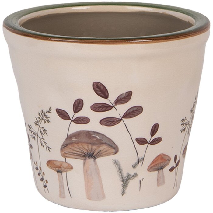 Clayre & Eef 6CELFJ0001S Dekorační květináč Ø 12x11 cm béžovo-hnědý