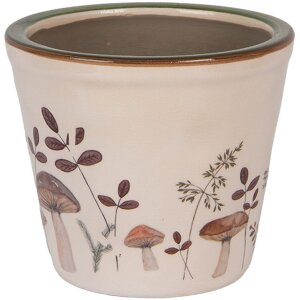 Clayre & Eef 6CELFJ0001S Dekorační květináč Ø 12x11 cm béžovo-hnědý