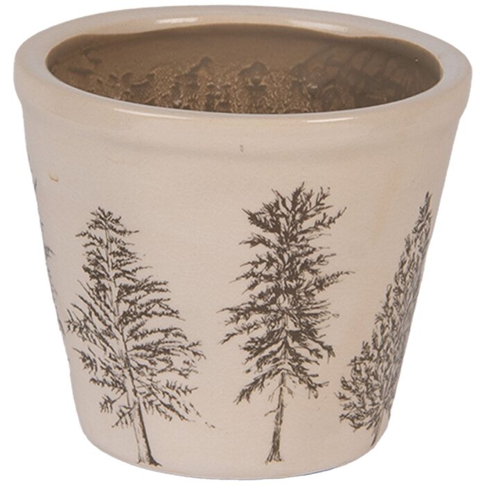 Clayre & Eef 6CENPT0001S Dekorační květináč Ø 12x11 cm béžová/zelená