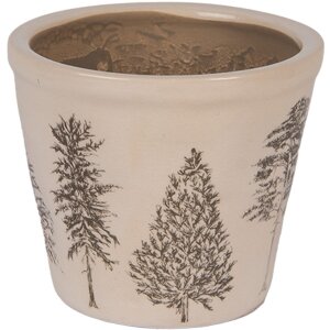 Clayre & Eef 6CENPT0001S Dekorační květináč Ø 12x11 cm béžová/zelená