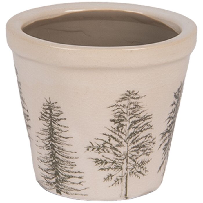Clayre & Eef 6CENPT0001XS Dekorační květináč Ø 8x7 cm béžová zelená