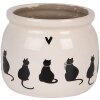 Clayre & Eef Květináč Kočka Béžová Černá Ø12x10 cm Keramika Venkovský styl