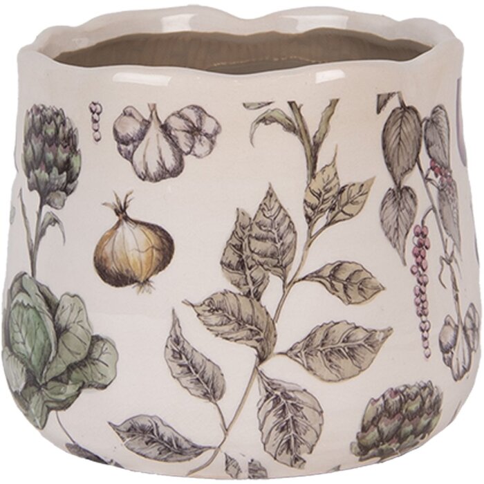 Clayre & Eef 6CETKG0001S Květináč béžový Ø14x12 cm venkovský styl