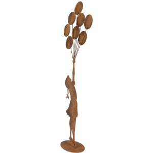 Clayre & Eef Kovová Dekorační Figurka Dítě s Balónky 80 cm Rustikální Patina