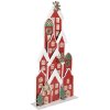 Clayre & Eef 5Y1379 Vánoční dekorace domků Červená 28x8x56cm Kov Landhausstil