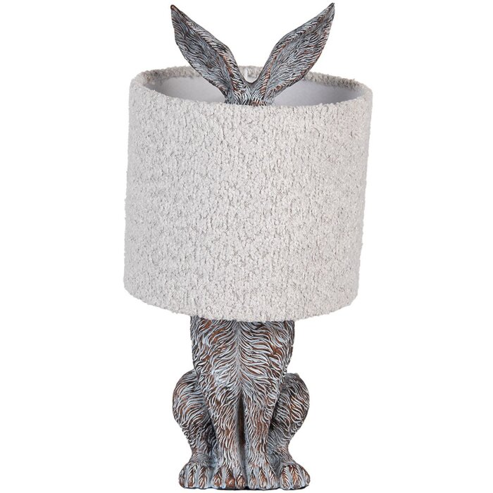 Clayre & Eef Stolní lampa Zajíček Polyresin Hnědo-šedá Ø20x43 cm