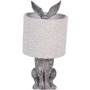 Clayre & Eef Stolní lampa Zajíček Polyresin Hnědo-šedá Ø20x43 cm