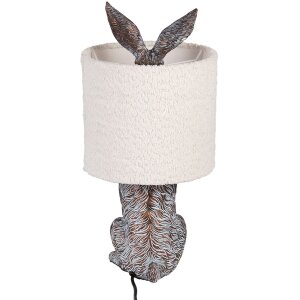 Clayre & Eef Stolní lampa Zajíček E27 Ø 20x43 cm Hnědá Béžová
