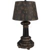 Clayre & Eef stolní lampa Ø35x64 cm černá hnědá dřevo železo E27 60W vintage