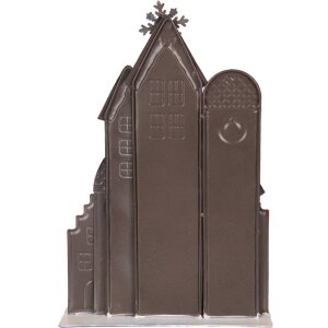 Clayre & Eef vánoční dekorace soubor domků kov bílá červená zlatá 30x8x46 cm