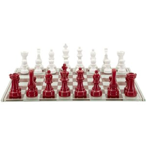 Mauro Ferretti Šachový set červenobílý 61x61x14 cm Polyresin Sklo