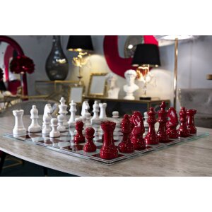 Mauro Ferretti Šachový set červenobílý 61x61x14 cm Polyresin Sklo