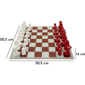 Mauro Ferretti Šachový set červenobílý 61x61x14 cm Polyresin Sklo