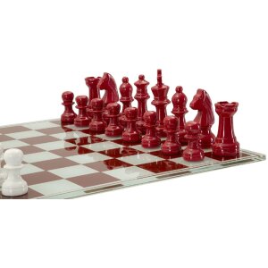 Mauro Ferretti Šachový set červenobílý 61x61x14 cm Polyresin Sklo