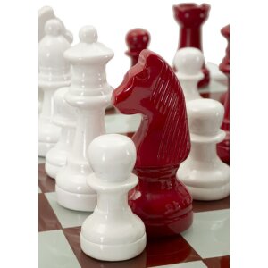 Mauro Ferretti Šachový set červenobílý 61x61x14 cm Polyresin Sklo