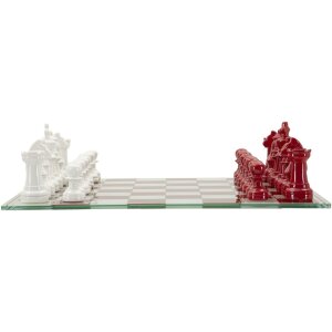 Mauro Ferretti Šachový set červenobílý 61x61x14 cm Polyresin Sklo