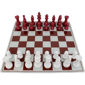 Mauro Ferretti Šachový set červenobílý 61x61x14 cm Polyresin Sklo