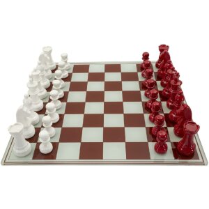 Mauro Ferretti Šachový set červenobílý 61x61x14 cm Polyresin Sklo