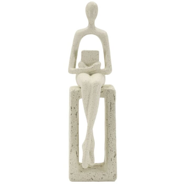 Mauro Ferretti Stons Figurine krémová 8.5x6.5x24 cm čtecí dekorativní figurka