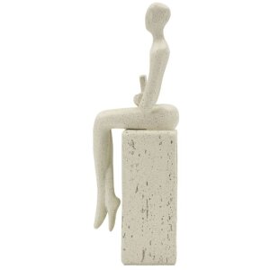 Mauro Ferretti Stons Figurine krémová 8.5x6.5x24 cm čtecí dekorativní figurka