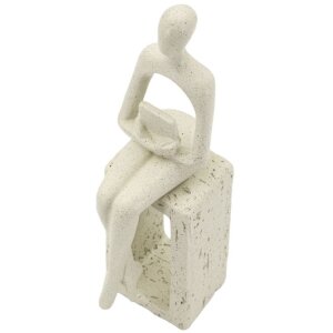 Mauro Ferretti Stons Figurine krémová 8.5x6.5x24 cm čtecí dekorativní figurka