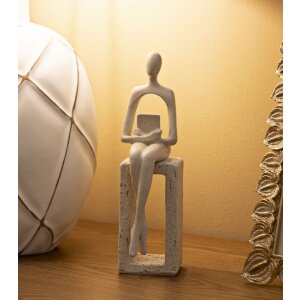 Mauro Ferretti Stons Figurine krémová 8.5x6.5x24 cm čtecí dekorativní figurka