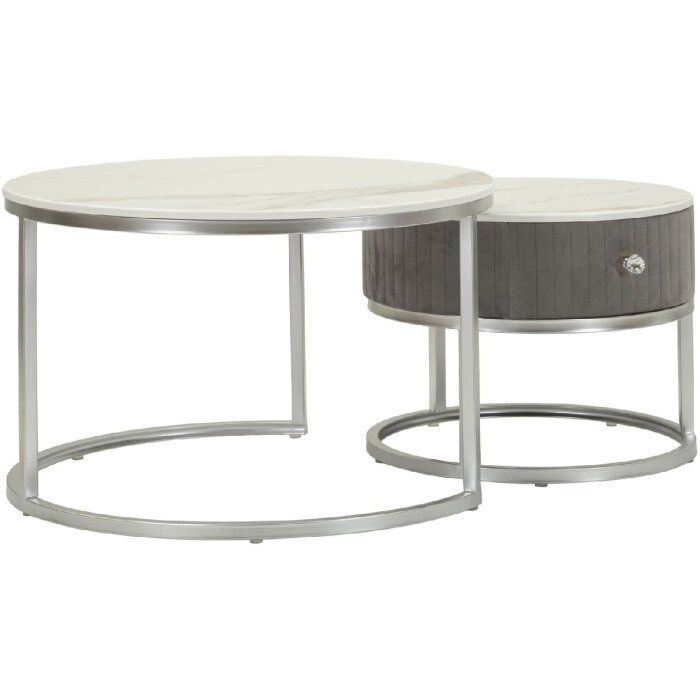 Mauro Ferretti Konferenční stolek Greys 2ks 70x45 – 50x40 cm šedá stříbrná