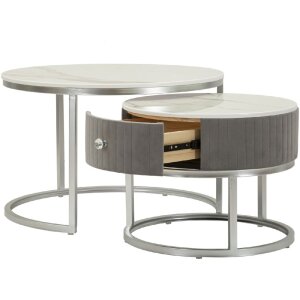 Mauro Ferretti Konferenční stolek Greys 2ks 70x45 – 50x40 cm šedá stříbrná